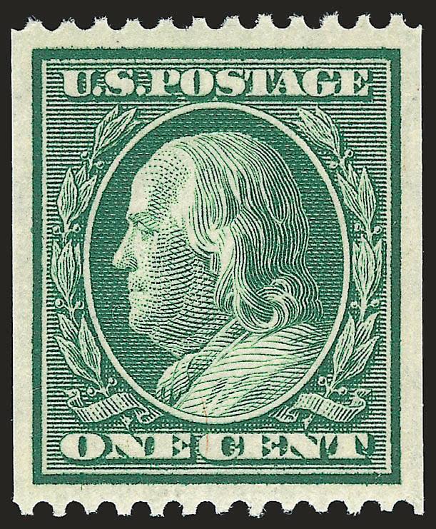 1c Green, Coil (348).> Mint N.H., bright color, crisp impression, perfectly centered, Extremely Fine Gem, with 2002 P.F. certificate