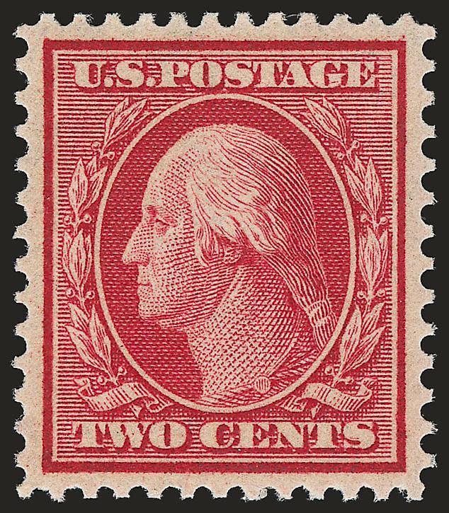 2c Carmine, Bluish (358).> Mint N.H., deep rich color and proof-like impression on nicely blued paper, unusually choice centering for this difficult issue<><>^EXTREMELY FINE GEM. A SUPERB MINT NEVER-HINGED
EXAMPLE OF THE 2-CENT ON BLUISH PAPER.^<>
