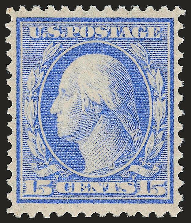 15c Pale Ultramarine, Bluish (366).> Mint N.H., brilliant color on deeply blued paper, unusually choice centering for this difficult issue with well-proportioned margins, long and full perforations all
around<><>^EXTREMELY FINE GEM. A SUPERB MINT N