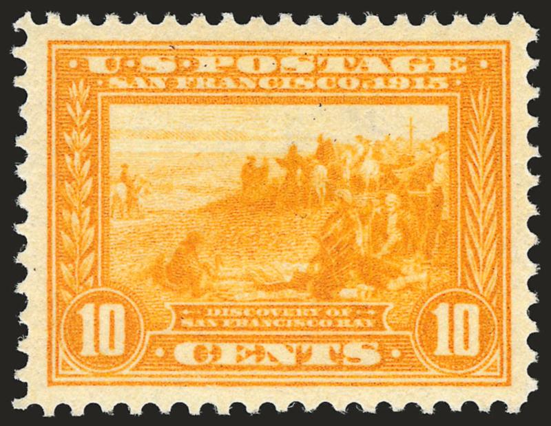 10c Orange Yellow, Panama-Pacific (400).> Mint N.H., blazing color on bright paper, wide margins, Extremely Fine, a gorgeous stamp, with 2000 P.F. certificate