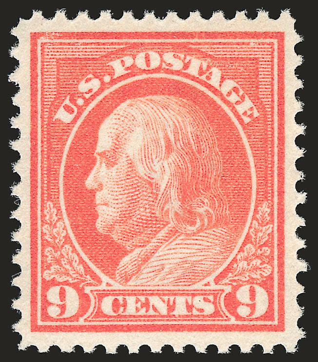 9c Salmon Red (415).> Mint N.H., vibrant color, almost perfectly centered, Extremely Fine Gem, a beautiful stamp, with 1998 P.F. certificate