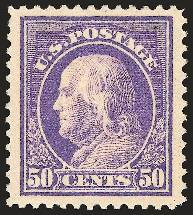 50c Violet (421).> Mint N.H., pretty shade on bright paper, choice centering with Jumbo margins, fresh and Extremely Fine, with 2007 P.S.E. certificate (XF 90 Jumbo SMQ $700.00 as 90, $1,300.00 as 95)