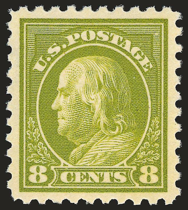 8c Pale Olive Green (431).> Mint N.H., pretty shade, gorgeous centering with wide margins, Extremely Fine Gem, a pretty stamp, with 1996 P.F. certificate