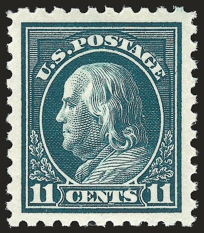 11c Dark Green (434).> Mint N.H., intense color on bright paper, beautiful centering with huge margins, tiny natural transparency below his eye noted on accompanying certificate, Extremely Fine, with 2007
P.S.E. certificate (XF 90 Jumbo SMQ $205.00