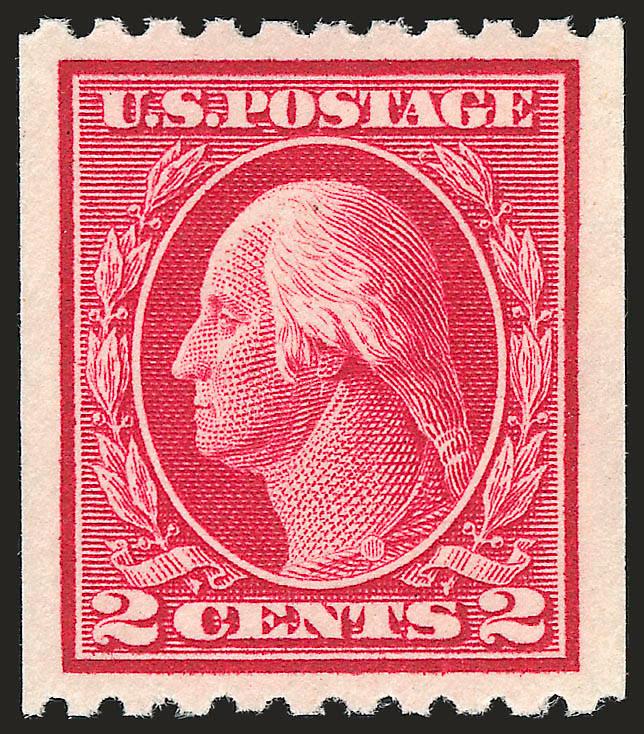 2c Carmine, Coil (442).> Mint N.H., brilliant color on post office-fresh paper, gorgeous centering with wide and balanced margins, Extremely Fine Gem, with 2007 P.S.E. certificate (Superb 98 SMQ $250.00), only
two have graded higher to date