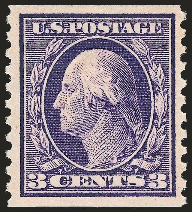 3c Violet, Coil (445).> Mint N.H., deep rich color on bright paper, wide margins, Very Fine and choice, with 1999 P.F. certificate