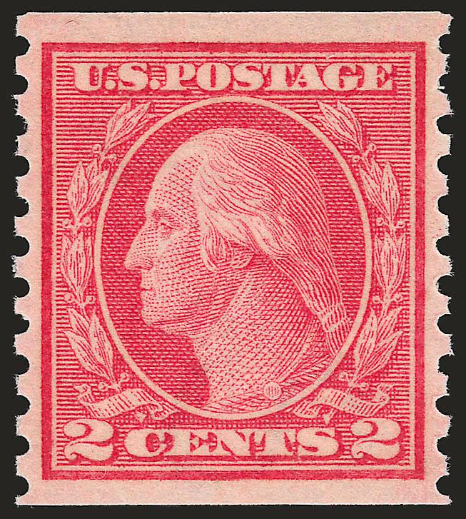 2c Red, Ty. II, Coil (454).> Mint N.H., radiant color, almost perfectly centered, Extremely Fine Gem, with 1995 P.F. certificate