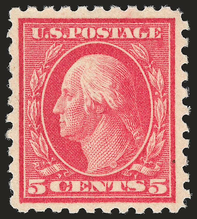 5c Carmine, Error (467).> Mint N.H., brilliant color on bright paper, well-balanced margins, Extremely Fine, a difficult stamp to find in such choice condition