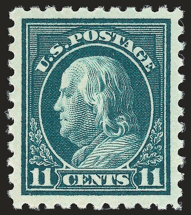 11c Dark Green (473).> Mint N.H., deep rich color and sharp proof-like impression on bright paper, almost perfectly centered with unusually wide and balanced margins<><>^EXTREMELY FINE GEM. A MAGNIFICENT MINT
NEVER-HINGED EXAMPLE OF THE PERF 10 UNW