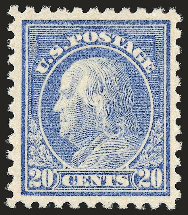 20c Light Ultramarine (476).> Mint N.H., radiant color on bright paper, wide margins, fresh and Extremely Fine, a pretty stamp, with 2002 P.S.E. and 2004 P.F. certificates
