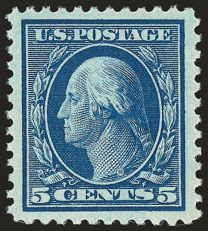 5c Blue (504).> Mint N.H., intense shade and impression, wide and balanced margins, fresh and Extremely Fine, with 1996 P.F. and 2007 P.S.E. certificates (XF-Superb 95 SMQ $250.00)