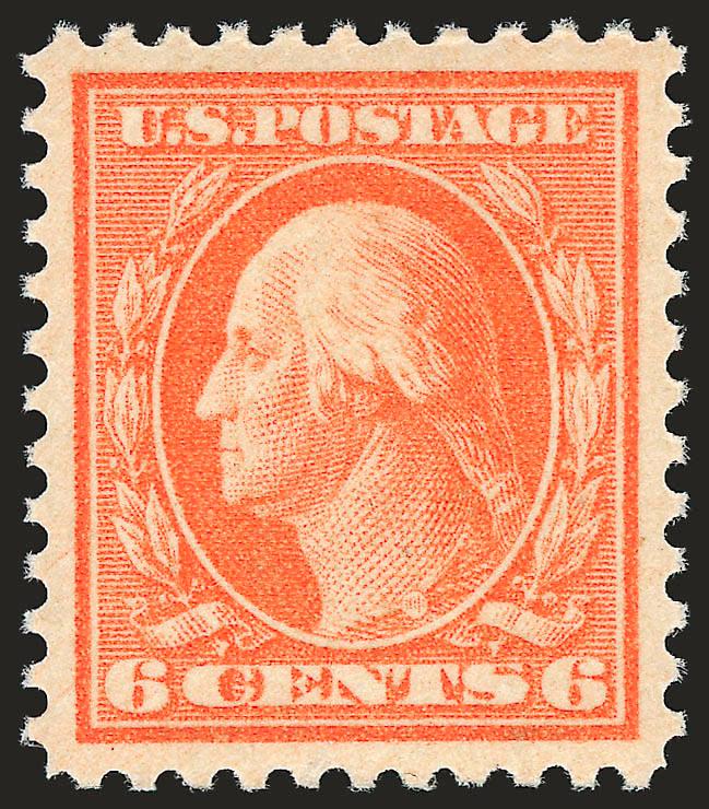 6c Red Orange (506).> Mint N.H., vibrant color as fresh as the day it was printed, wide margins, fresh and Extremely Fine, with 2007 P.S.E. certificate (XF-Superb 95 SMQ $330.00)