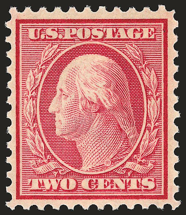 2c Carmine (519).> Mint N.H., brilliant color, choice centering for this difficult issue, faint indentation on back from pencil notation, Very Fine and choice, with 1982 P.F. certificate, Scott Retail as Mint
N.H.
