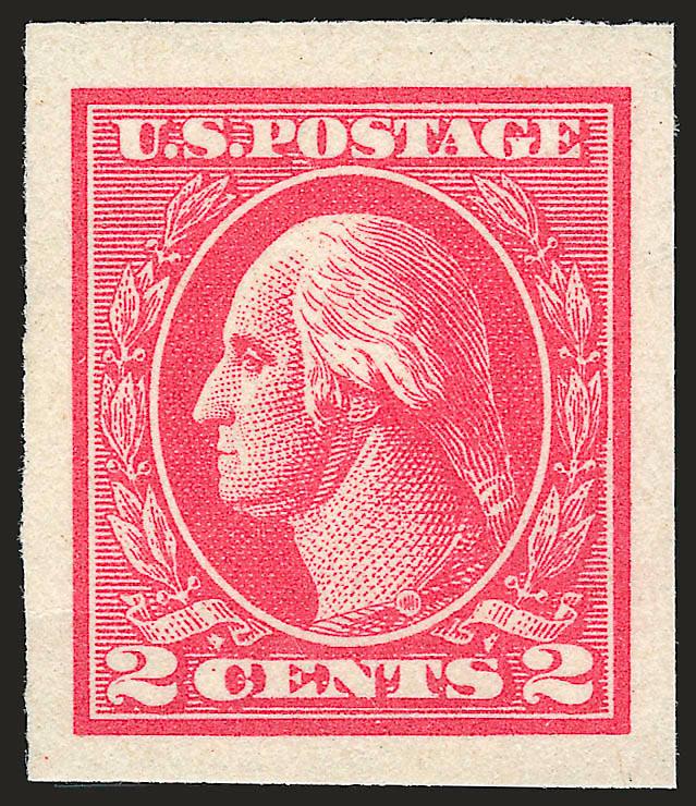 2c Carmine, Ty. V, Imperforate (533).> Mint N.H., large margins all around, brilliant color, fresh and Extremely Fine, with 1985 P.F. certificate