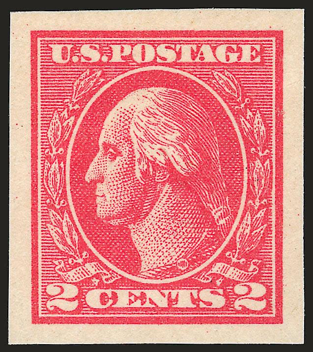 2c Carmine, Ty. VII, Imperforate (534B).> Mint N.H., large and balanced margins, unusually intense color, trivial natural gum bend not mentioned on accompanying certificate<><>^EXTREMELY FINE MINT NEVER-HINGED
EXAMPLE OF THE  2-CENT TYPE VII IMPERF