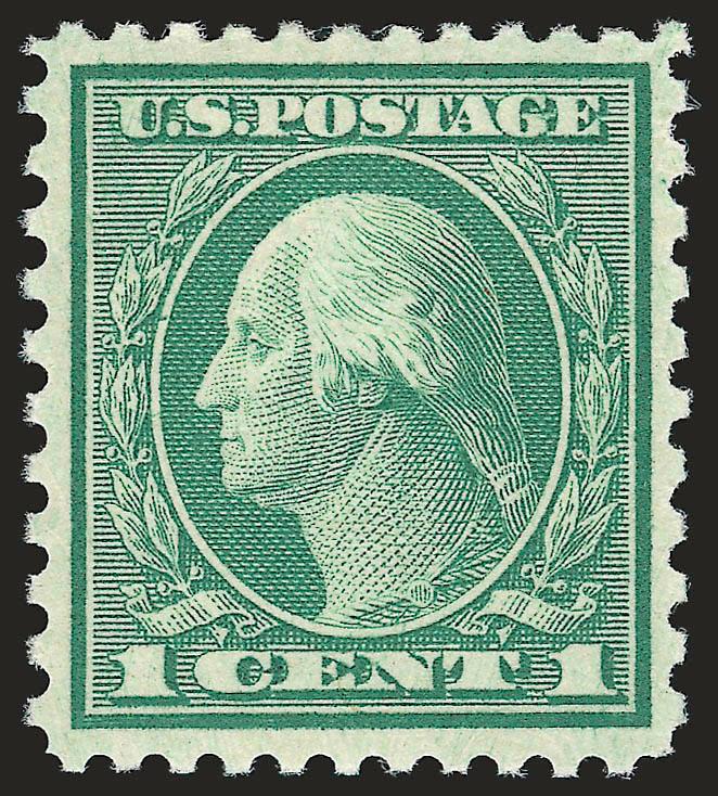 1c Green, Rotary Perf 11 x 10 (538).> Mint N.H., rich color and unusually detailed impression for a Rotary Waste issue, almost perfectly centered, Extremely Fine Gem, a gorgeous stamp, with 1996 P.F.
certificate