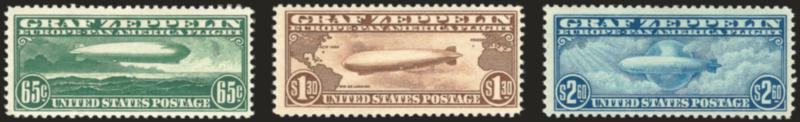 65c-$2.60 Graf Zeppelin (C13-C15).> H.r., deep rich colors, Fine-Very Fine