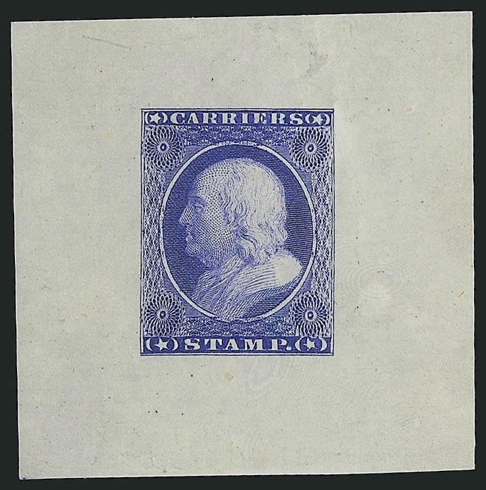 (1c) Franklin Carrier, Schernikow Die Essays (LO1-E2a five, LO1-E2b, LO1-E3 two).> Range of colors, most with full die sinkage, overall fresh and Fine-Very Fine