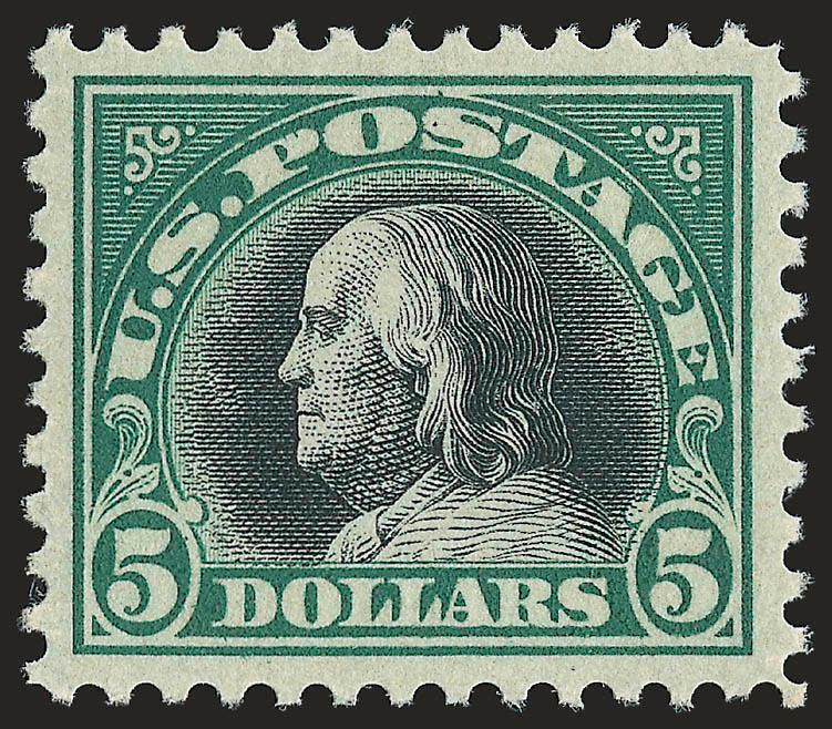 $5.00 Deep Green & Black (524).> Lightly hinged, flawlessly centered, Extremely Fine Gem, with 2007 P.S.E. certificate (Superb 98 SMQ $760.00)