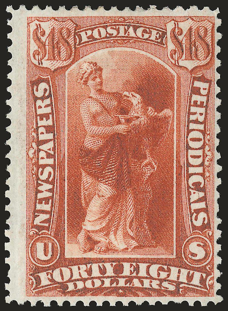 $48.00 Red Brown, 1875 Issue (PR31).> Original gum, h.r., marvelous color and proof-like impression, perfs clear at right, Fine
