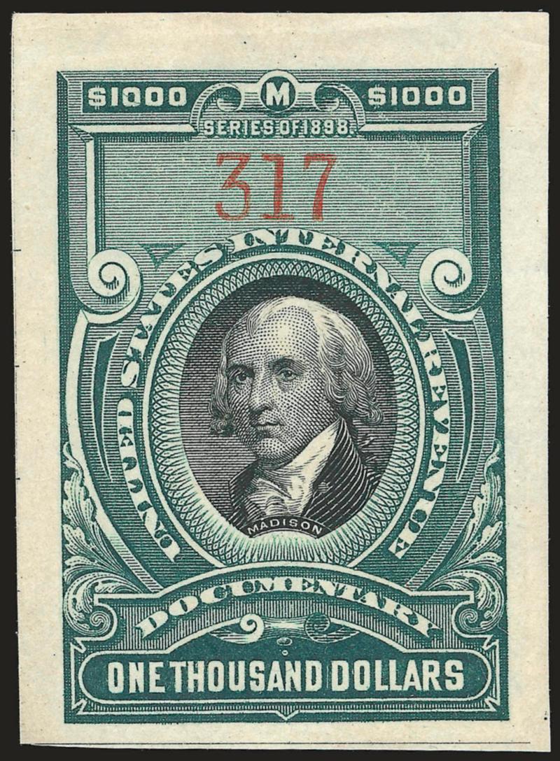 $1,000.00 Green & Black (R181).> Unused, without gum as issued, wide margins and strong colors, small thin spot, appears Extremely Fine and exceptionally handsome, with 2007 P.S.E. certificate