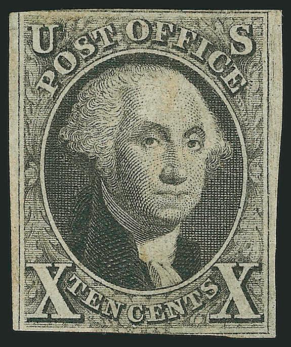 10c Black (2).> Margins to barely in, lightened ms. cancel, appears unused, almost Fine, Scott Retail as with pen cancel