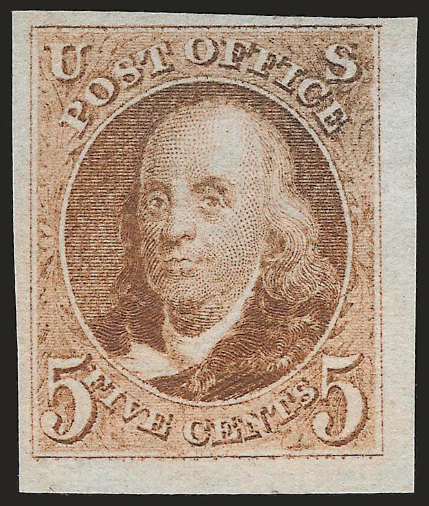 5c Red Brown, Reproduction (3).> Without gum as issued, huge margins incl. <bottom right corner sheet margins,> radiant color, Extremely Fine, with 2001 P.F. certificate