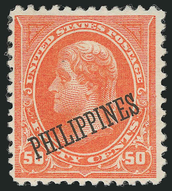 1899, 50c Orange (212).> Barely disturbed original gum (barely tropicalized), brilliant color, fresh and Fine, with 2007 P.F. certificate
