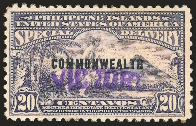 1944, 20c Blue Violet, Victory Ovpt. (E9).> Tropical original gum, Fine, with 1979 A.P.S. certificate