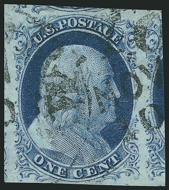 1c Blue, Ty. IV (9).> Huge margins to clear incl. part of adjoining stamps on three sides, bright color, bold strikes of circular datestamps, Very Fine and choice, with 2006 P.F. and P.S.E. certificates (VF-XF
85 Jumbo SMQ $200.00 as 85, $310.00 as