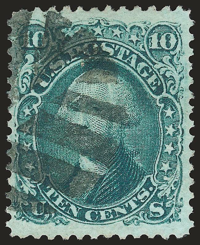 10c Green, E. Grill (89 var).> TAG transfer variety, choice wide margins, bold Leaf cancel, Extremely Fine, with 2007 P.F. certificate