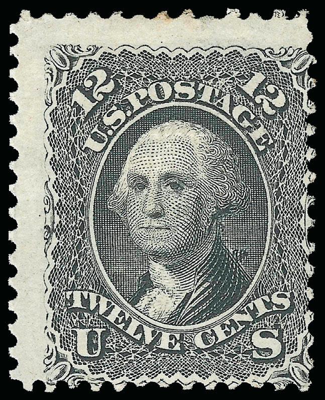 12c Black, E. Grill (90).> Original gum, h.r., intense color, perfs just in right and bottom, with 2002 P.S.E. certificate