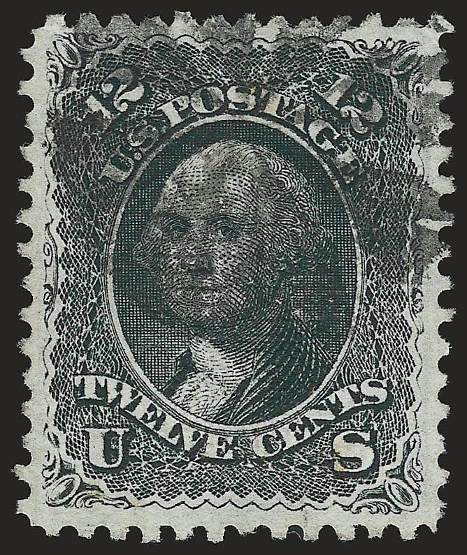 12c Black, E. Grill (90).> Wide margins and almost perfectly centered, segmented cork cancel, Extremely Fine, with 2007 P.S.E. certificate (XF 90 SMQ $970.00)