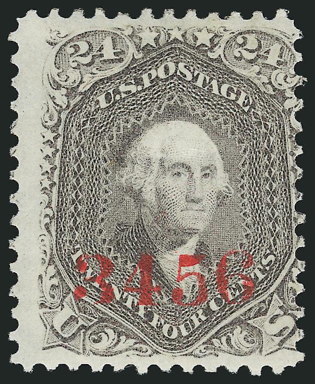 24c Lilac, Specimen Ovpt. Ty. B, Control No. Ovpt. Ty. J (78S-B, 78S-J).> Block of four of first, original gum, second 3456 Red Ovpt. on Gray Lilac shade, Fine-Very Fine, each with 2003 P.F. certificate