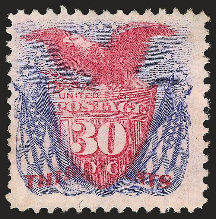 30c Ultramarine & Carmine (121).> Unused (no gum), tiny trivial thin spot, Fine appearance