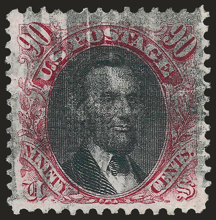 90c Carmine & Black (122).> Rich colors, bold cork cancel, expertly reperfed, Extremely Fine appearance