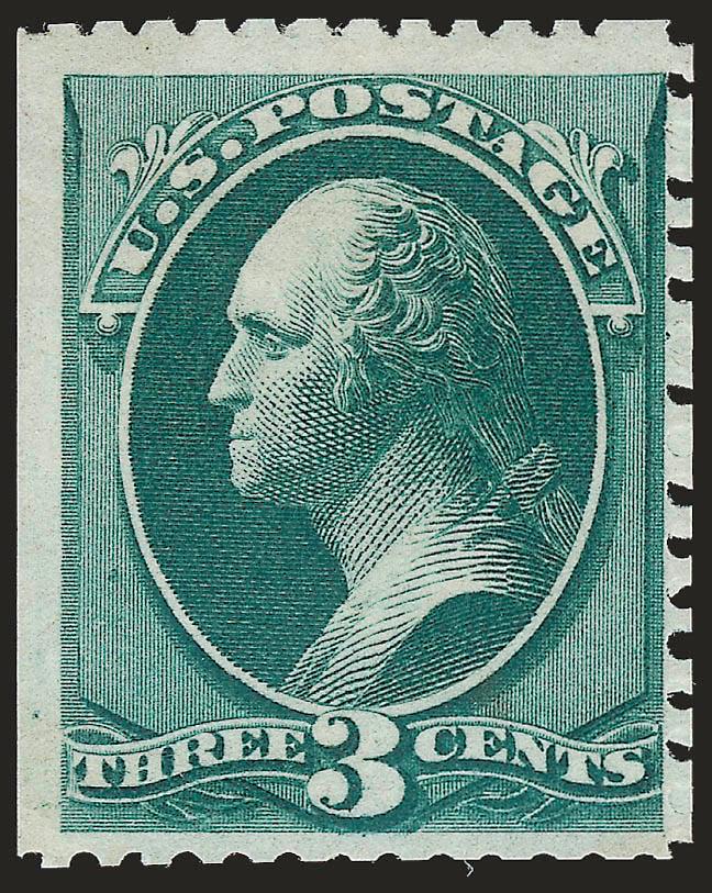3c Blue Green, Special Printing (169).> Without gum as issued, scissors separated as always, outstanding color and very sharp impression<><>^FINE. LESS THAN 40 OF THE 1875 3-CENT CONTINENTAL SPECIAL PRINTING ARE
BELIEVED TO EXIST.^<><>The Scott c