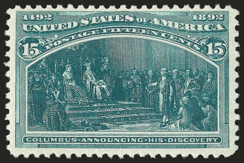 15c Columbian (238).> Mint N.H., radiant color, wide margins, light natural gum bend at top, Very Fine, with 2002 P.S.E. certificate
