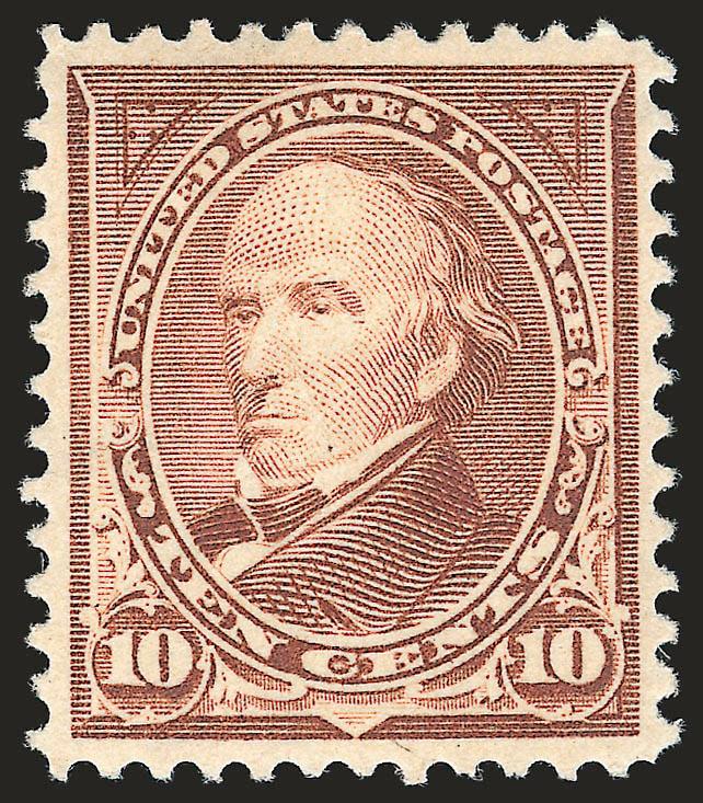 10c Brown, Ty. I (282C).> Original gum, lightly hinged, exceptionally well-centered, fresh and Extremely Fine, with 2007 P.S.E. certificate (XF 90 SMQ $425.00)