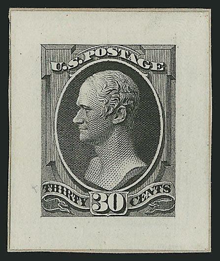 3c-30c 1873-88 Bank Note Issues, Small Die Proofs on Wove (158P2214P2).> Thirteen, each on original gray card backing from Roosevelt album, some duplication, fresh and Very Fine, scarce as only 85 of each were
produced