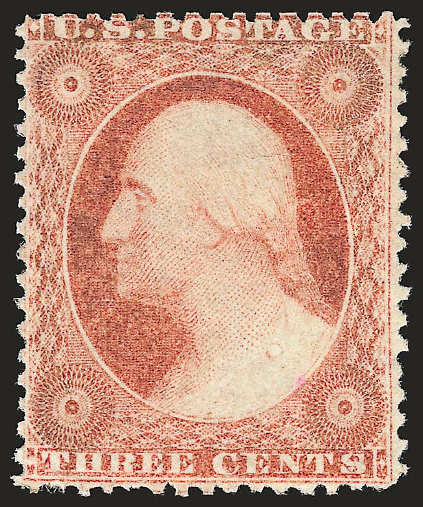 3c Rose, Ty. I (25).> Unused (regummed), radiant color, Fine, with 2001 P.S.E. certificate