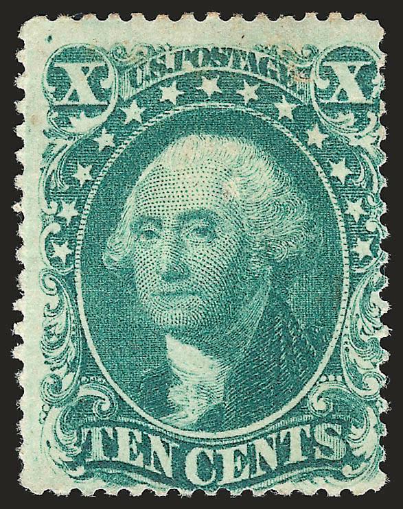 10c Green, Ty. II (32).> Original gum, h.r., rich color, centered to bottom right, faint horizontal crease at top, small surface scrape at top right, appears Fine, with 2003 P.F. certificate