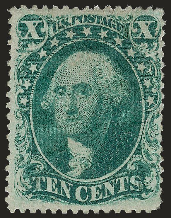 10c Green, Ty. III (33).> Part redistributed original gum, rich color, small tears at top and right, appears Fine, scarce in unused condition, with 1997 P.F. certificate
