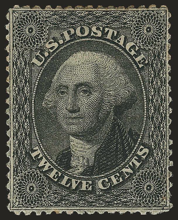 12c Black (36).> Original gum, intense shade, choice centering for this difficult issue, horizontal crease at bottom, few toned perfs at top, otherwise Very Fine, with 2005 P.S.E. certificate