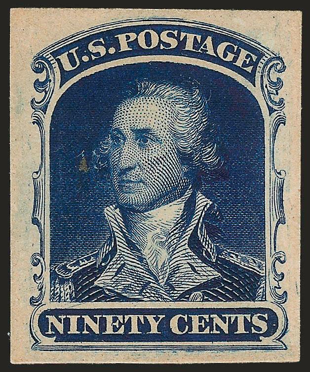 1c-90c 1857 Reprints, Plate Proofs on Card (40P4-47P4).> Large margins, rich color, some slight overall toning, otherwise Very Fine