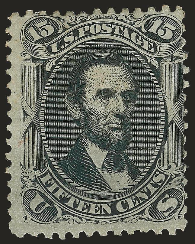 15c Black (77).> Part original gum, bit heavy h.r., intense shade and impression, centered to top right, Fine, with 2005 A.P.S. certificate