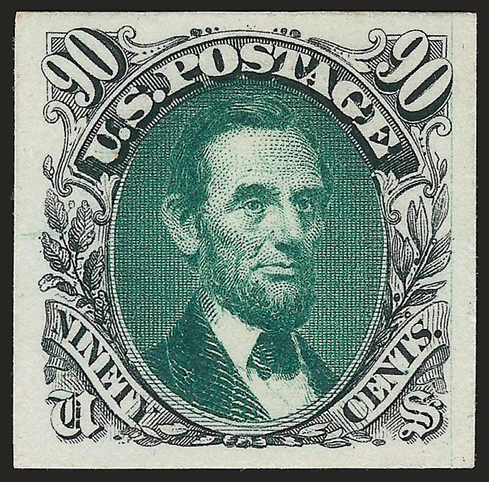 1c-90c 1869 Pictorial Issue, Atlanta Trial Color Proofs (123TC-132TC).> Complete set of Green (for 1c-12c) and Black and Green (for bi-colored), large margins, rich colors, Very Fine and choice