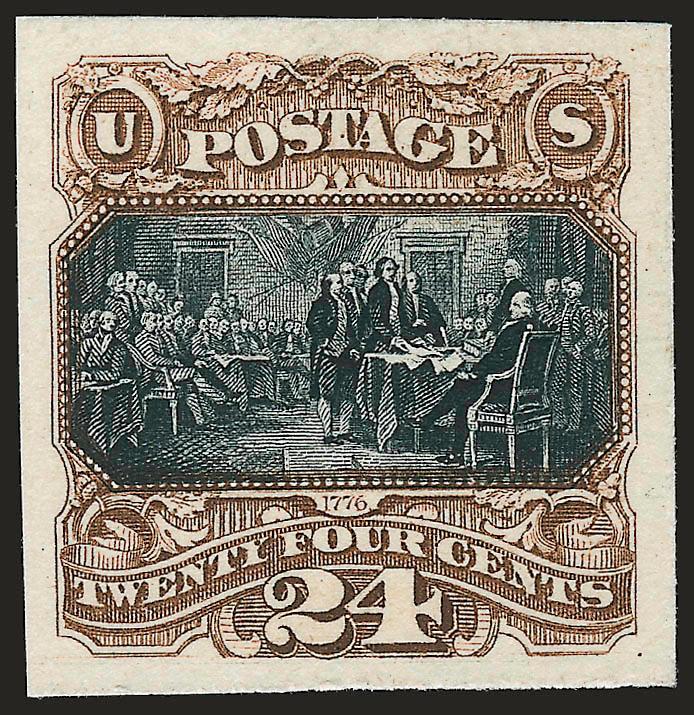 24c Brown & Black, Atlanta Trial Color Proof (130TC).> Large margins, intense colors, Very Fine and choice