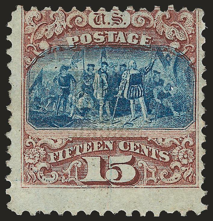 15c Brown & Blue, Ty. I (118).> Unused (no gum), bright colors, few flaws not mentioned on accompanying certificate, otherwise almost Fine, with 2004 A.P.S. certificate