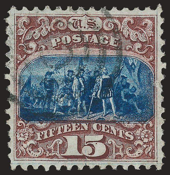 15c Brown & Blue, Ty. I (118).> Deep rich colors, neat strike of target cancel, small surface scuff at right not mentioned on accompanying certificate, otherwise Very Fine, with 2004 A.P.S. certificate